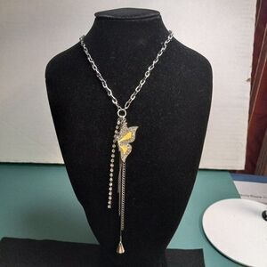 Guess Vintage Silver tone Butterfly Necklace